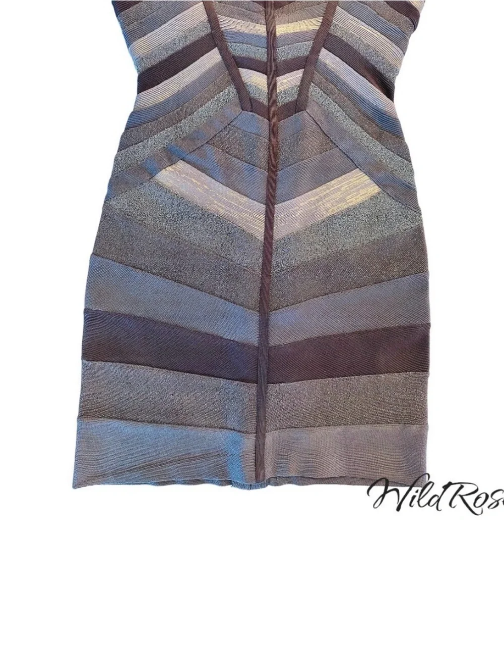 HERVE LEGER GRAY BANDAGE BODYCON STRETCH DRESS SZ XS